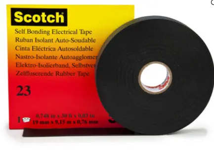 [S23] CINTA AISLANTE HULE AUTOFUSIONABLE CON DIMENSIONES DE 19mm(3/4") POR 9 METROS DE LONGITUD, MCA 3M