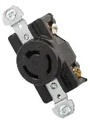 [WD-7310B] RECEPTACULO SENCILLO MEDIA VUELTA 3 HILOS 3 POLOS, 20A, 125VAC, COLOR NEGRO, MCA ARROW HART