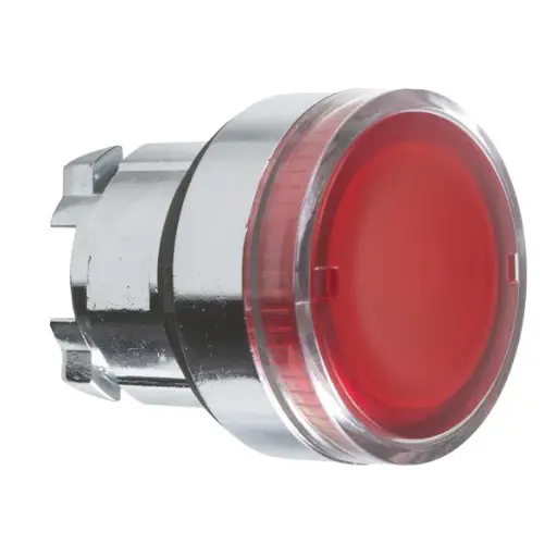 [ZB4BW343] CABEZA BOTON PULSADOR ILUMINADO COLOR ROJO PARA LED BISEL METALICO, MCA SCHNEIDER