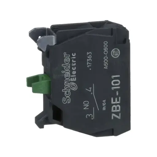 [ZBE-101] BLOCK DE CONTACTOS 1NA PARA BOTON PULSADOR DE 22mm, MONTAJE FRONTAL IP20, MCA SCHNEIDER
