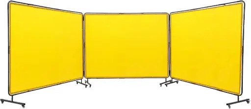 [GBGNSMHJL66YC0001] CORTINA DE SOLDADURA PANTALLAS DE SOLDADURA DE 6X6 IGNÍFUGAS DE 3 PANELES CON MARCO Y RUEDAS ESCUDO DE SOLDADURA TRANSLÚCIDO, RESISTENTE A LAS LLAMAS, TAMAÑO AJUSTABLE, AMARILLO, UV MCA. VEVOR
