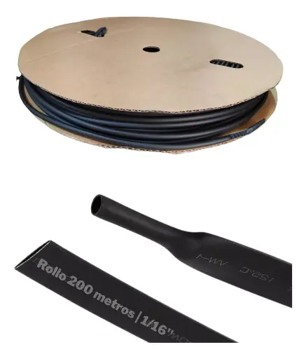 [RSFR-H6.0BLACK] TUBO TERMOCONTRACTIL NEGRO DE POLIOLEFINA DE 1/4" 6mm CAL. 12-10AWG MCA WOER