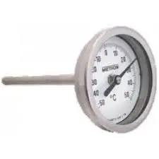 [210283] TERMÓMETRO BIMETÁLICO CARÁTULA DE 2", CONEXIÓN POSTERIOR DE 1/4", VASTAGO DE 2", RANGO -20 A 120°C, MCA METRON