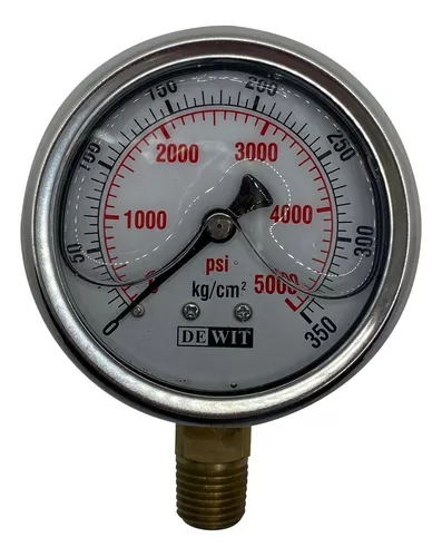 [251V/63/2] MANOMETRO CON CAJA DE ACERO INOXIDABLE E INTERNOS DE BRONCE, RANGO 0-2Kg/cm, CARATULA DE 2.5", CONEXIÓN INFERIOR DE 1/4", MCA DEWIT