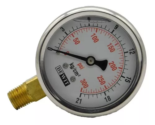 [251V/63/21] MANOMETRO CON CAJA DE ACERO INOXIDABLE CARATULA DE 2.5", RANGO 0-21Kg/cm, CONEXIÓN INFERIOR DE 1/4", MCA DEWIT