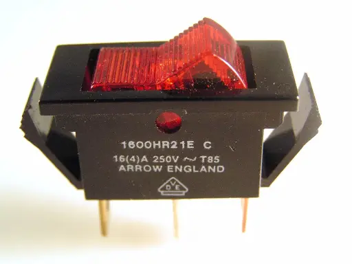 [1600HR21E C] APAGADOR BALANCIN FOCO ROJO 3 PATAS 16 A 250 VCA MCA. ARROW ENGLAND