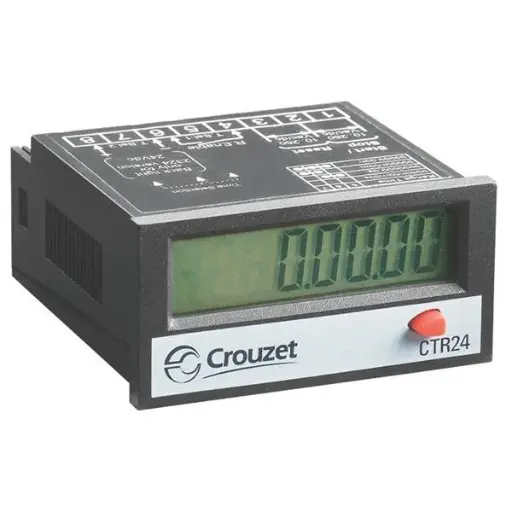 [87622070] CONTADOR ELECTRÓNICO DE IMPULSOS, DISPLAY LCD, 8 DIGITOS, ENTRADA DE VOLTAJE, ALIMENTADO POR BATERÍA, MONTAJE EN PANEL, MCA CROUZET