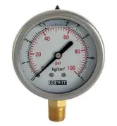[2000SSV/63/28kg/cm2] MANÓMETRO EN ACERO INOXIDABLE CARATULA DE 63mm CONEXIÓN INFERIOR DE 1/4"NPT, RANGO 0-28Kg/cm2 (ESCALA DUAL), LLENO DE GLICERINA, MCA DEWIT