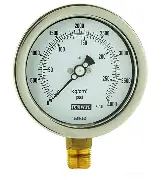 [51/100/14 – ¼”] MANÓMETRO EN ACERO INOXIDABLE CARATULA DE 4", SECO, CONEXIÓN INFERIOR DE 1/4", RANGO 0-14Kg/cm, MCA DEWIT