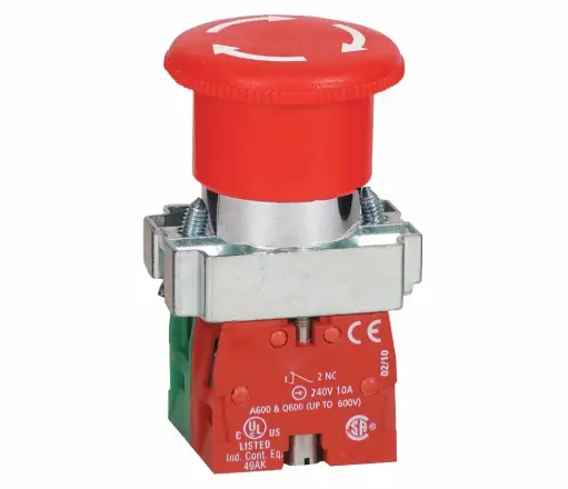 [800FP-MT44PX12S] BOTON PULSADOR DE PARO DE EMERGENCIA TIPO HONGO CON 1NO Y 2 NC MONITOREADOS MCA ALLEN BRADLEY
