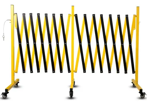 [12092415543] BARRICADA PLEGABLE DE ACERO CON RUEDAS DIMENSIONES 40"x22" PLEGADA, 16´5" x22" EXTENDIDA, COLOR AMARILLO, MCA TOWALLMARK