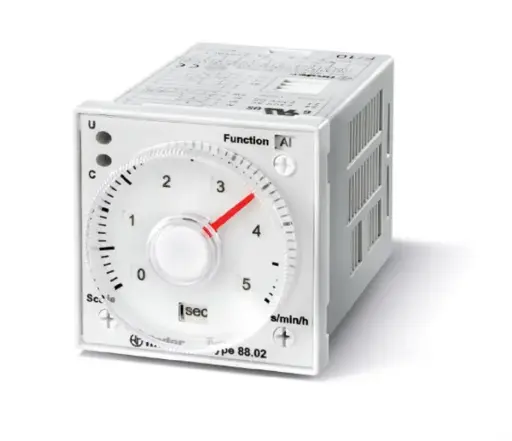 [88.02.0.230.0002] TEMPORIZADOR MULTIFUNCIÓN UNDECAL, 8A, 2 CONTACTOS CONMUTADOS, ALIMENTACIÓN 24-230VCA/CD, MCA FINDER