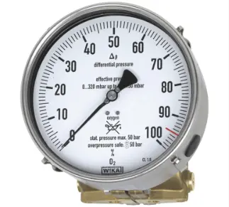 [712.15.160] MANOMETRO DE PRESION DIFERENCIAL CALIBRE CRIOGENICO ALEACION DE COBRE O ACERO INOXIDABLE MCA WIKA 