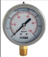 [251V/63/14] MANOMETRO CON CARATULA EN ACERO INOXIDABLE, CONEXIÓN E INTERNO DE BRONCE, RANGO 0-14Kg/cm, CONEXIÓN INFERIOR DE 1/4", LLENO DE GLICERIN, MCA DEWIT