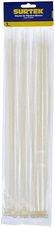 [114212] CINCHOS PLASTICOS 300 X 4.6 MM, TENSION 22 KG DE 50 PIEZAS COLOR BLANCO MCA SURTEK