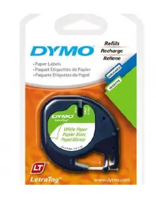 [DYM-10697] CINTA DE PLASTICO BLANCAS DE REPUESTO PARA DYMO LETRATAG RECAMBIOS DE 12 mm x 4 m, 1/2 x 13 PARA ETIQUETAS MCA DYMO
