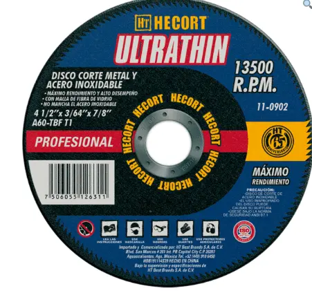 [110902]  DISCO CORTE INOX.(4 1/2 X3/64 X7/8 MCA HECORT