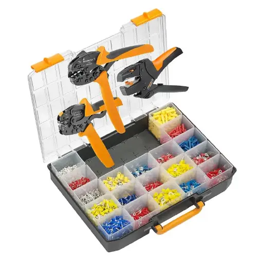 [9202610000] KIT DE CRIMPADO CON DIFERENTES HERRAMIENTAS PZ6 ROTO, CTI6, STRIPAX Y VARIEDAD DE TERMINALES, MCA WEIDMULLER