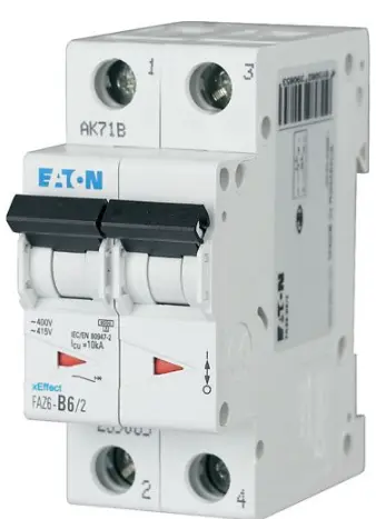 [FAZ6-C20/2] INTERRUPTOR AUTOMATICO MINIATURA 20A 2 POLOS MCA EATON 