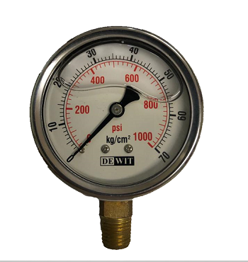 [251V/63] VACUOMETRO DE BOURDON, 1/4"NPTM, 2.5" CARATULA, -30 A 0 IN/HG. ESCALA DUAL -76 A 0 IN/HG MCA DEWIT