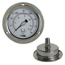 [2005SS/160/0-2BAR-1/2"] MANOMETRO EN ACERO INOXIDABLE CARATULA DE 160mm, CONEXIÓN TRASERA 1/2"NPT, RANGO 0-2 BAR, SIN GLICERINA, PARA TABLERO, MCA DEWIT