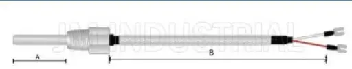 [JMI-107-111-7-25cm-44XD-10m-1] TERMOPAR TIPO "J", DE 1/4"x25cm DE LONGITUD,  CONEXIÓN A PROCESO 1/2", EXTENSIÓN DE 10 METROS, TERMINAL TIPO ESPADA, MCA JMI