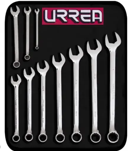 [1200G]  JUEGO DE 10 LLAVES COMBINADAS PULIDO ESPEJO EN PULGADAS, 12 PUNTAS MCA URREA