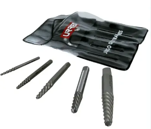 [9500-B]  JUEGO DE EXTRACTOR "COLA DE COCHINO" PARA TORNILLOS, 5 PIEZAS MCA URREA 