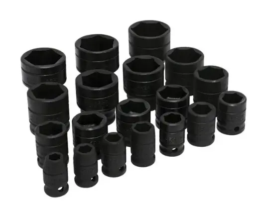 [74106] JUEGO DE DADOS DE IMPACTO CUADRO DE 1/2", 6 PUNTAS, EN PULGADAS, 19 PIEZAS MCA URREA