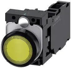 [3SU1103-0AB30-1FA0] BOTON PULSADOR LUMINOSO, 22 MM, REDONDO, PLÁSTICO, AMARILLO, BOTÓN, RASANTE, MOMENTÁNEO, CON SOPORTE, 1 NA+1 NC, MÓDULO DE LED AMARILLO MCA SIEMENS
