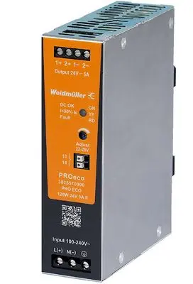 [3025570000] FUENTE DE ALIMENTACIÓN CONMUTADA MONOFASICA, 120W 24VCD, 5A, IP20, MCA WEIDMULLER