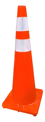 [CNOR36X90CM-325] CONO DE TRÁFICO CON REFLEJANTE NARANJA DE PVC 90 cm MCA GLOBAL